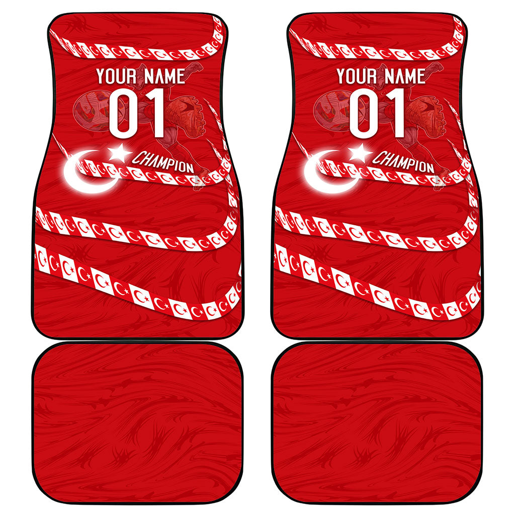 Personalized Turkey Football Bozkurt Mascot Car Mats Turkish Flag Crescent Moon Red And White Comic Art