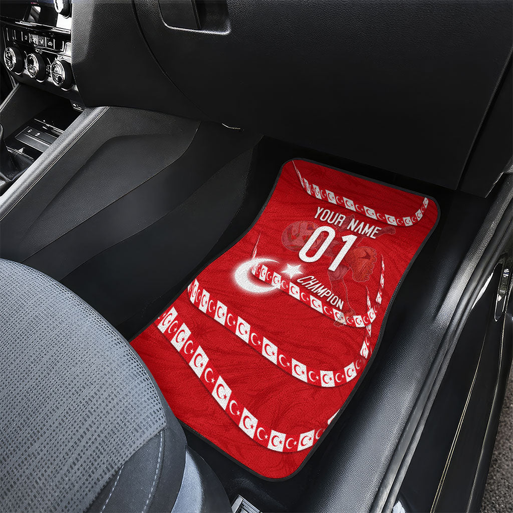 Personalized Turkey Football Bozkurt Mascot Car Mats Turkish Flag Crescent Moon Red And White Comic Art
