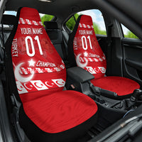Personalized Turkey Football Bozkurt Mascot Car Seat Cover Turkish Flag Crescent Moon Red And White Comic Art