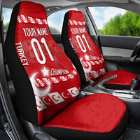 Personalized Turkey Football Bozkurt Mascot Car Seat Cover Turkish Flag Crescent Moon Red And White Comic Art