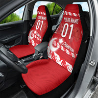 Personalized Turkey Football Bozkurt Mascot Car Seat Cover Turkish Flag Crescent Moon Red And White Comic Art