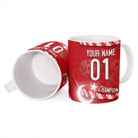 Personalized Turkey Football Bozkurt Mascot Ceramic Mug Turkish Flag Crescent Moon Red And White Comic Art