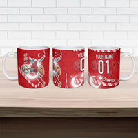 Personalized Turkey Football Bozkurt Mascot Ceramic Mug Turkish Flag Crescent Moon Red And White Comic Art