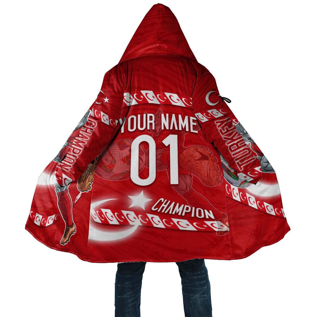 Personalized Turkey Football Bozkurt Mascot Cloak Turkish Flag Crescent Moon Red And White Comic Art