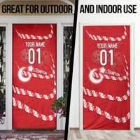 Personalized Turkey Football Bozkurt Mascot Door Cover Turkish Flag Crescent Moon Red And White Comic Art