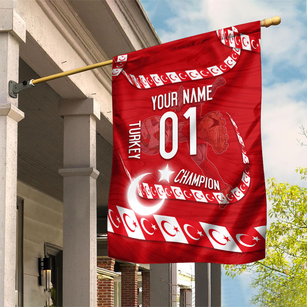 Personalized Turkey Football Bozkurt Mascot Garden Flag Turkish Flag Crescent Moon Red And White Comic Art