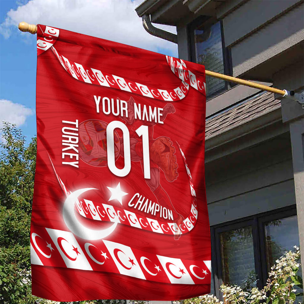 Personalized Turkey Football Bozkurt Mascot Garden Flag Turkish Flag Crescent Moon Red And White Comic Art