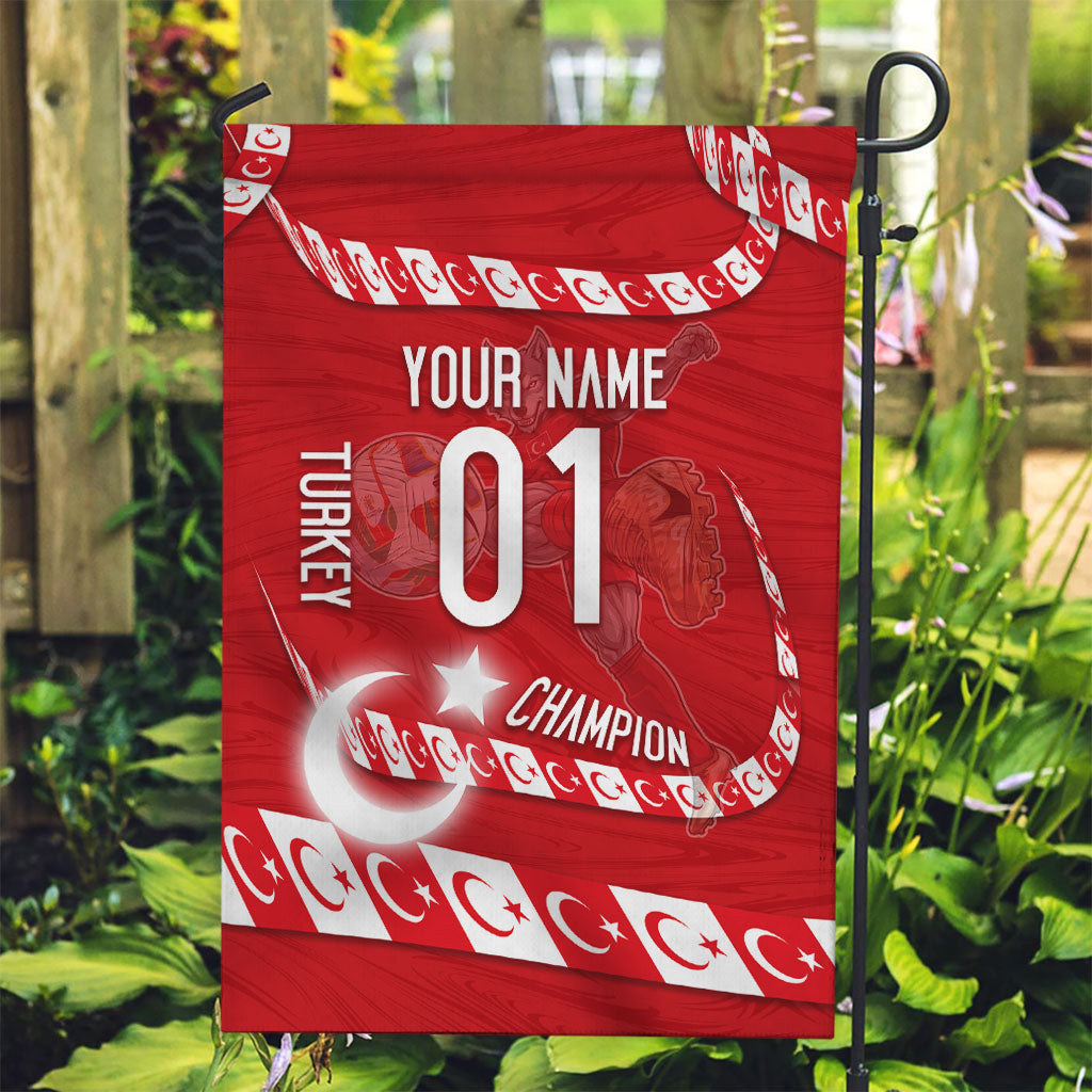 Personalized Turkey Football Bozkurt Mascot Garden Flag Turkish Flag Crescent Moon Red And White Comic Art