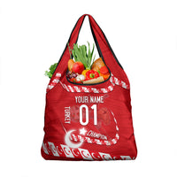 Personalized Turkey Football Bozkurt Mascot Grocery Bag Turkish Flag Crescent Moon Red And White Comic Art