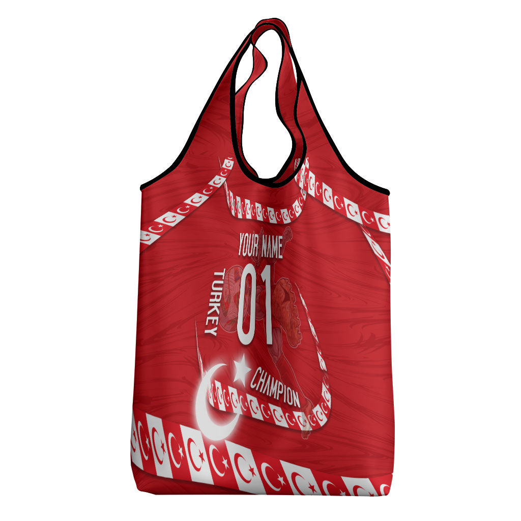 Personalized Turkey Football Bozkurt Mascot Grocery Bag Turkish Flag Crescent Moon Red And White Comic Art