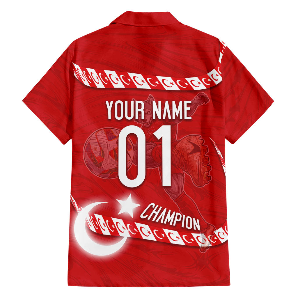 Personalized Turkey Football Bozkurt Mascot Hawaiian Shirt Turkish Flag Crescent Moon Red And White Comic Art