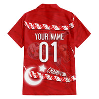 Personalized Turkey Football Bozkurt Mascot Hawaiian Shirt Turkish Flag Crescent Moon Red And White Comic Art