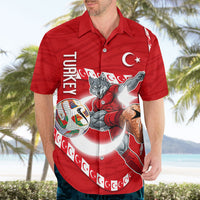 Personalized Turkey Football Bozkurt Mascot Hawaiian Shirt Turkish Flag Crescent Moon Red And White Comic Art
