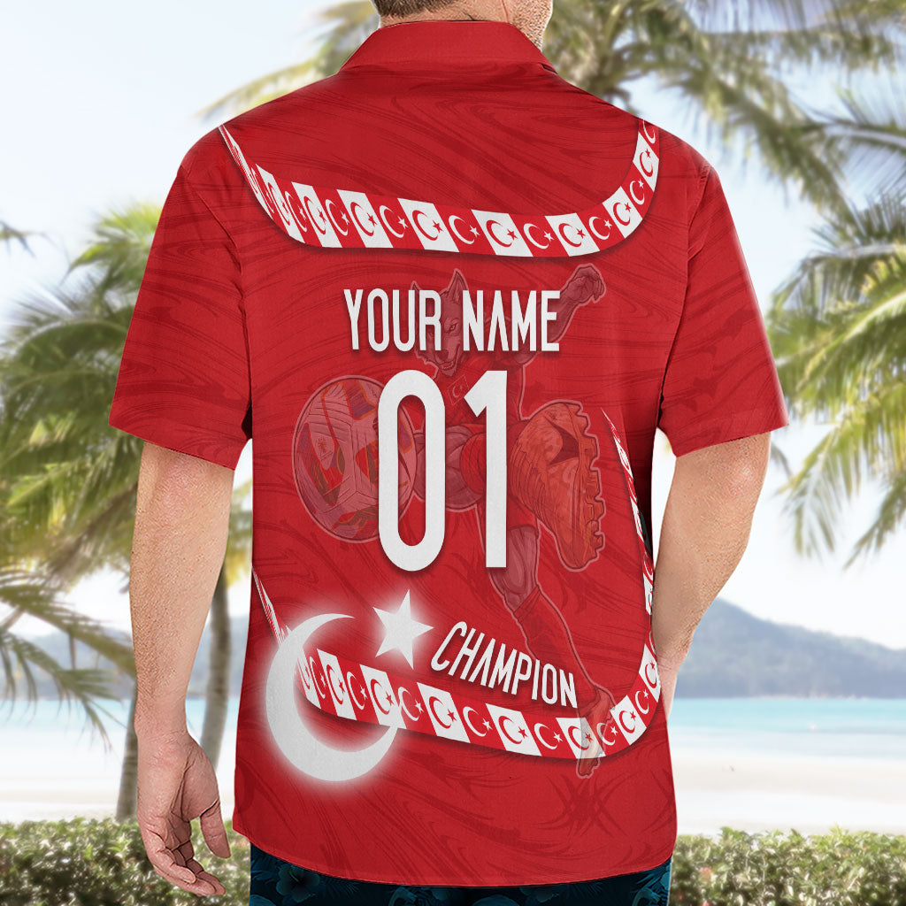 Personalized Turkey Football Bozkurt Mascot Hawaiian Shirt Turkish Flag Crescent Moon Red And White Comic Art