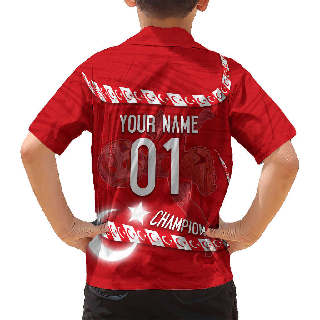 Personalized Turkey Football Bozkurt Mascot Hawaiian Shirt Turkish Flag Crescent Moon Red And White Comic Art