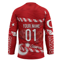 Personalized Turkey Football Bozkurt Mascot Hockey Jersey Turkish Flag Crescent Moon Red And White Comic Art