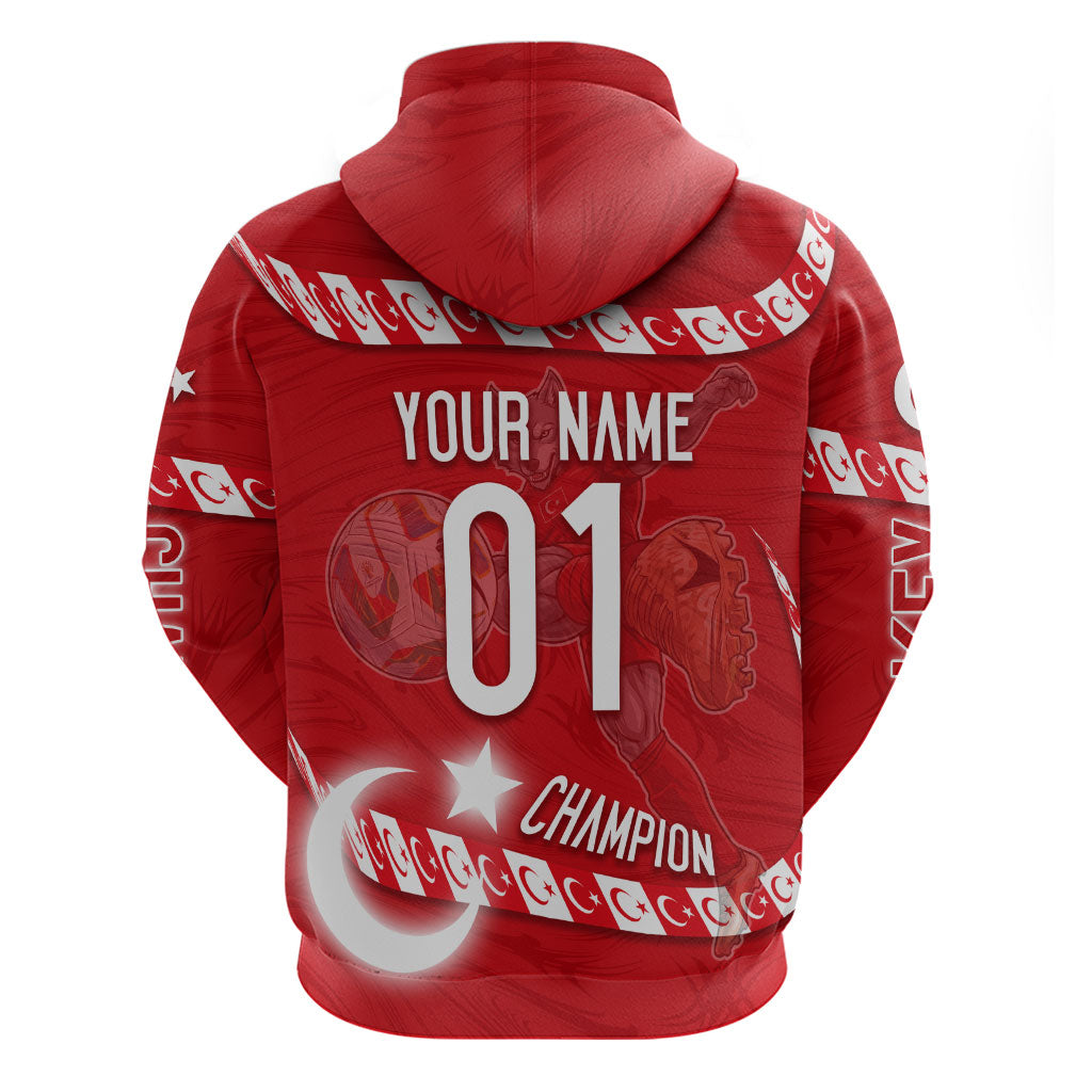 Personalized Turkey Football Bozkurt Mascot Hoodie Turkish Flag Crescent Moon Red And White Comic Art