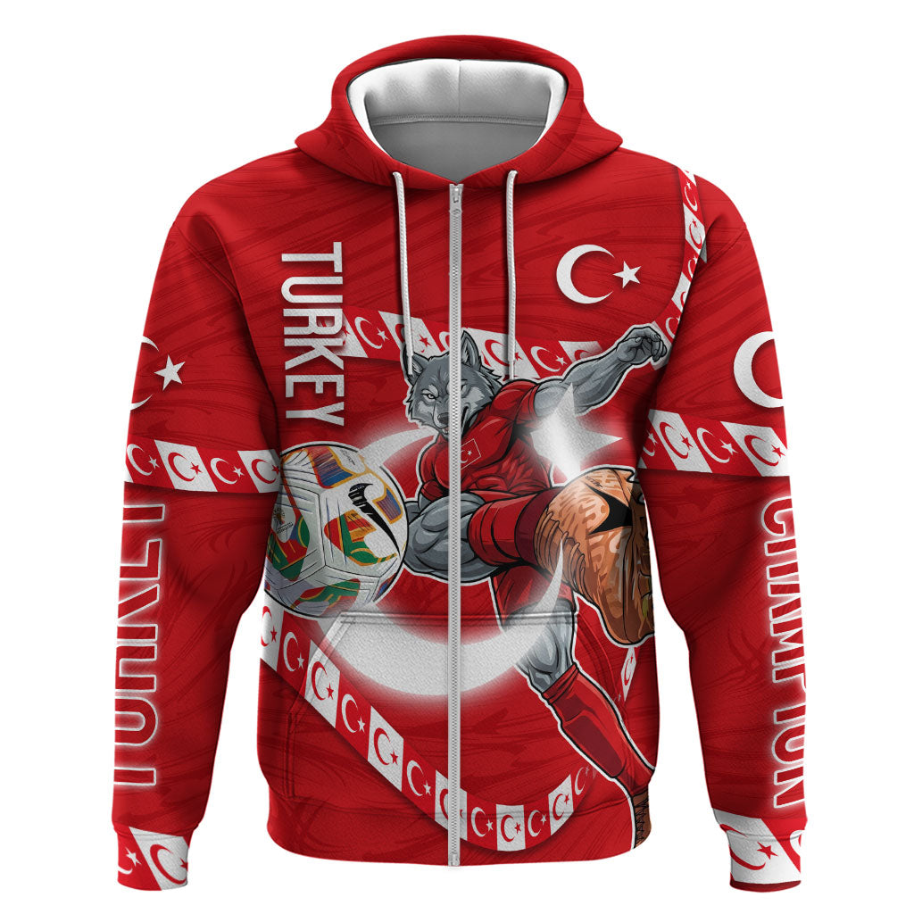 Personalized Turkey Football Bozkurt Mascot Hoodie Turkish Flag Crescent Moon Red And White Comic Art