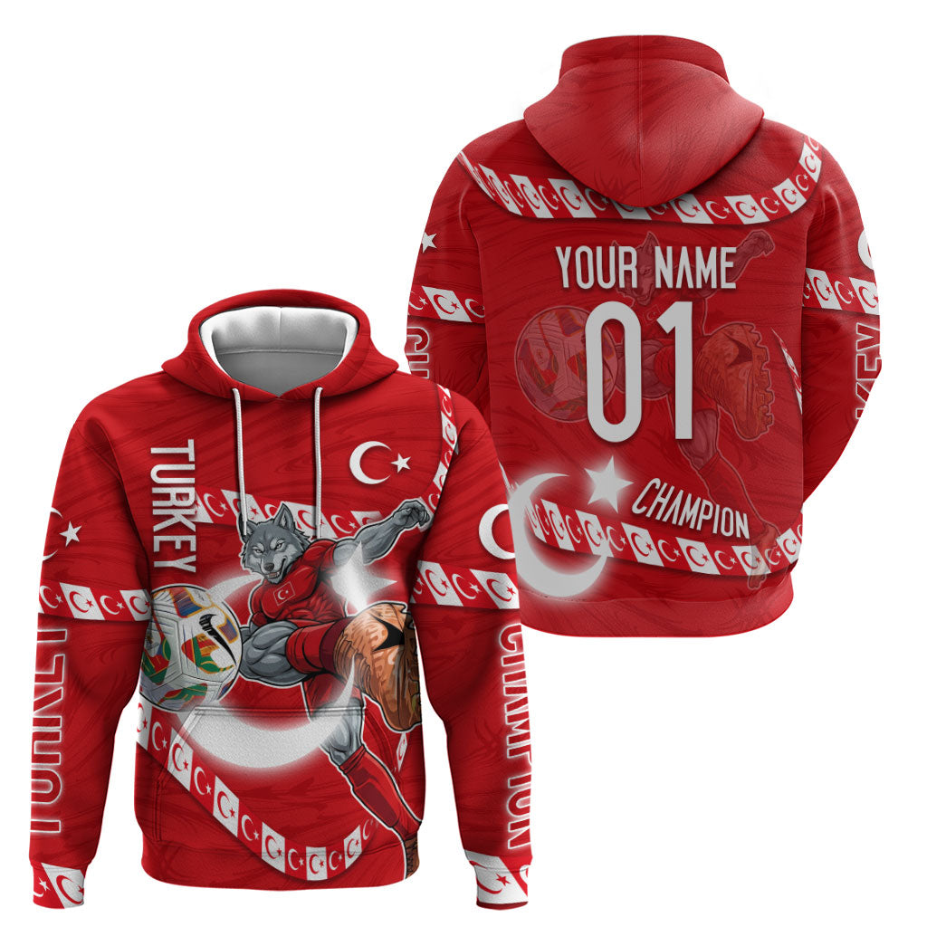 Personalized Turkey Football Bozkurt Mascot Hoodie Turkish Flag Crescent Moon Red And White Comic Art