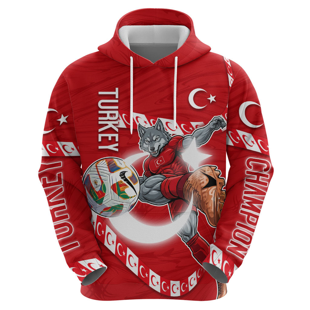 Personalized Turkey Football Bozkurt Mascot Hoodie Turkish Flag Crescent Moon Red And White Comic Art