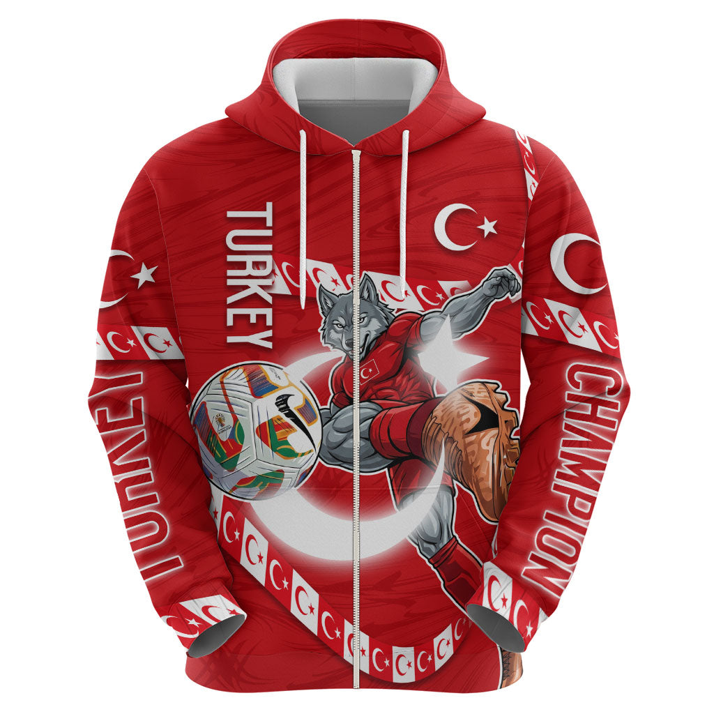 Personalized Turkey Football Bozkurt Mascot Hoodie Turkish Flag Crescent Moon Red And White Comic Art