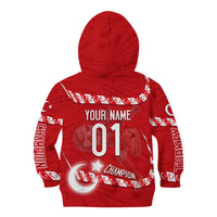 Personalized Turkey Football Bozkurt Mascot Kid Hoodie Turkish Flag Crescent Moon Red And White Comic Art