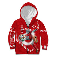 Personalized Turkey Football Bozkurt Mascot Kid Hoodie Turkish Flag Crescent Moon Red And White Comic Art