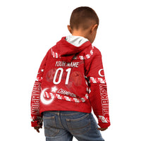 Personalized Turkey Football Bozkurt Mascot Kid Hoodie Turkish Flag Crescent Moon Red And White Comic Art