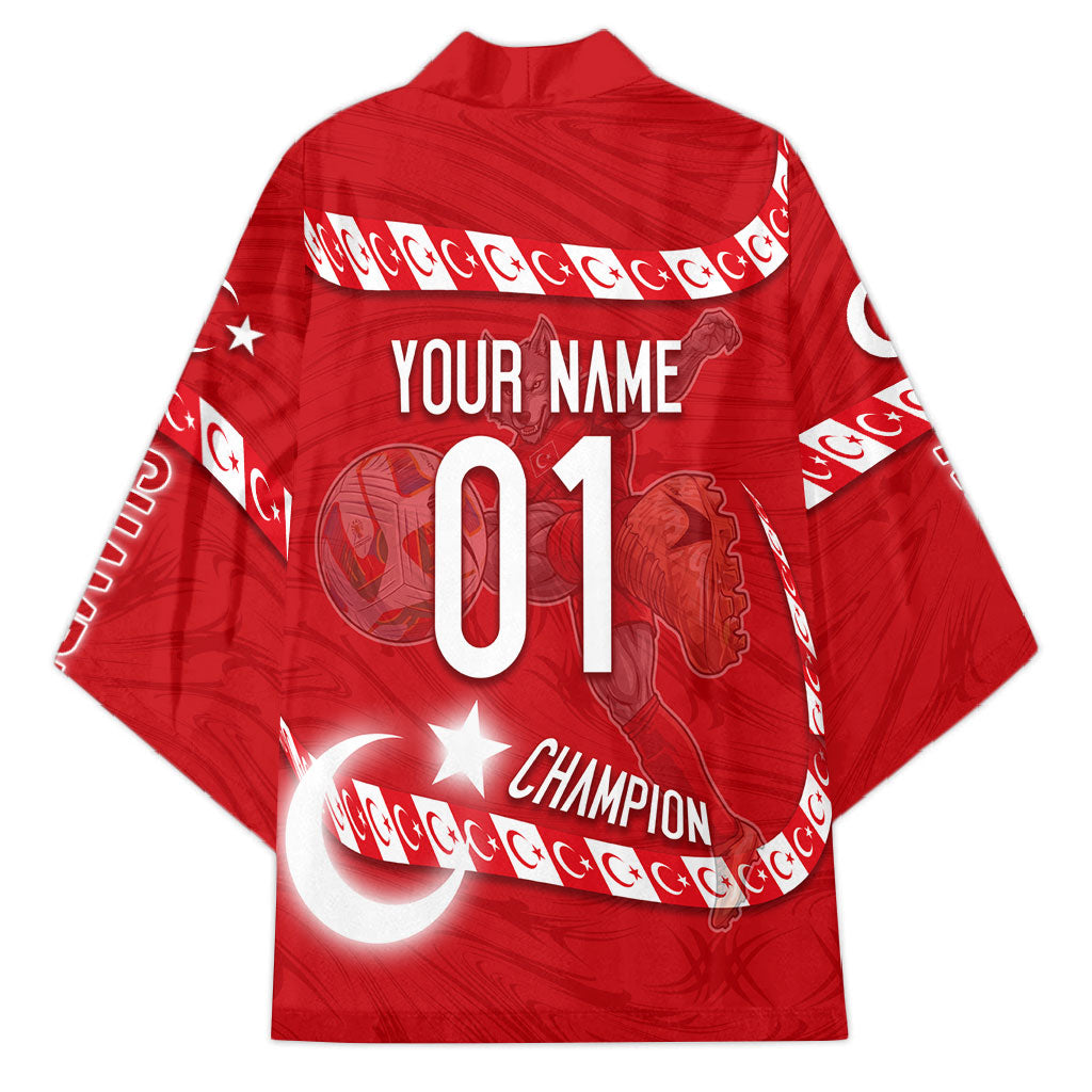 Personalized Turkey Football Bozkurt Mascot Kimono Turkish Flag Crescent Moon Red And White Comic Art