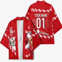 Personalized Turkey Football Bozkurt Mascot Kimono Turkish Flag Crescent Moon Red And White Comic Art