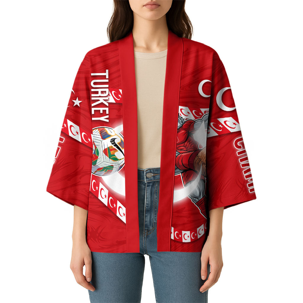 Personalized Turkey Football Bozkurt Mascot Kimono Turkish Flag Crescent Moon Red And White Comic Art