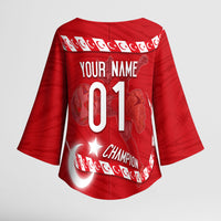 Personalized Turkey Football Bozkurt Mascot Kimono Sleeve Blouse Turkish Flag Crescent Moon Red And White Comic Art
