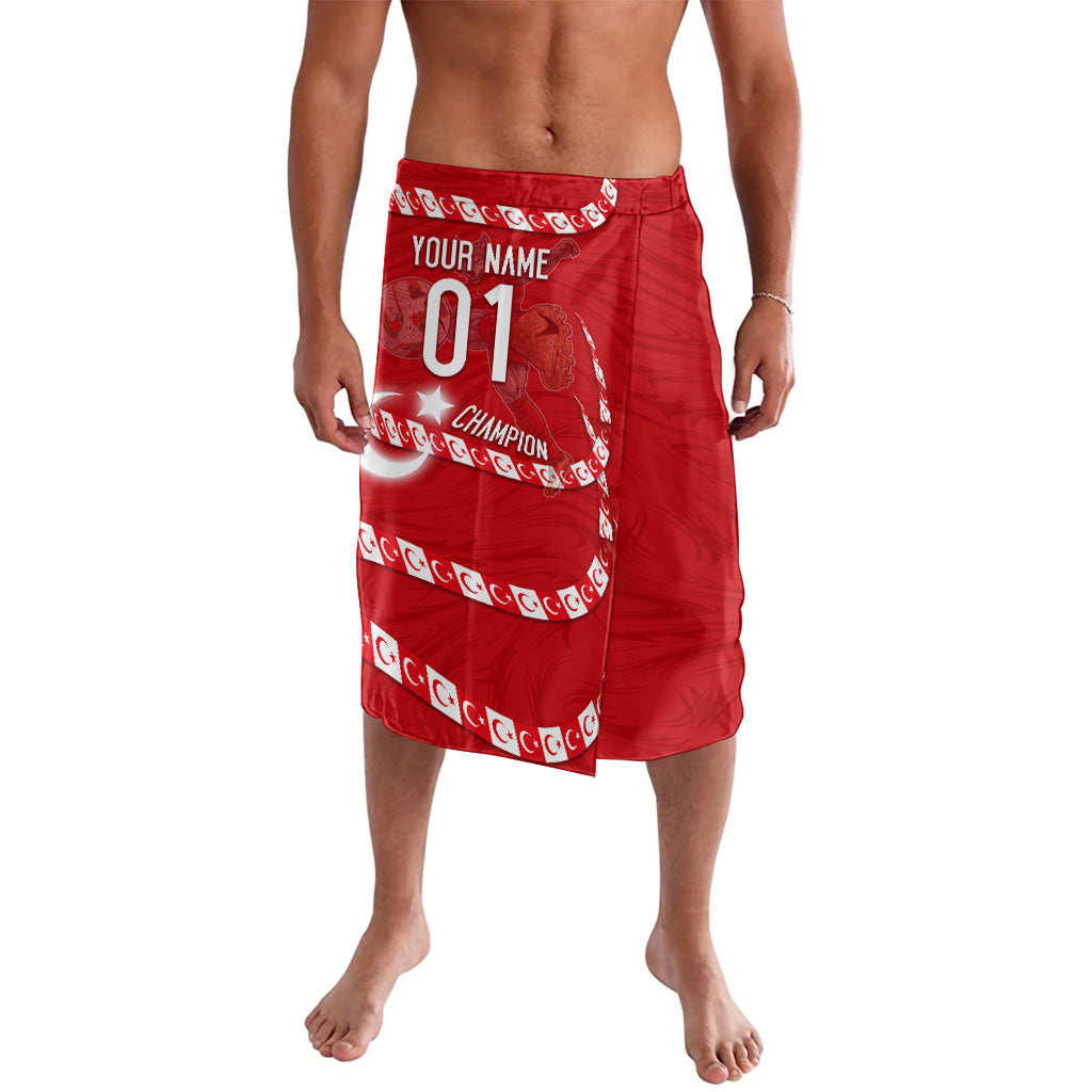 Personalized Turkey Football Bozkurt Mascot Lavalava Turkish Flag Crescent Moon Red And White Comic Art