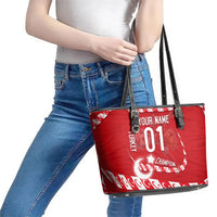 Personalized Turkey Football Bozkurt Mascot Leather Tote Bag Turkish Flag Crescent Moon Red And White Comic Art