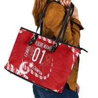 Personalized Turkey Football Bozkurt Mascot Leather Tote Bag Turkish Flag Crescent Moon Red And White Comic Art