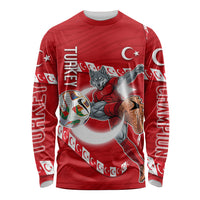 Personalized Turkey Football Bozkurt Mascot Long Sleeve Shirt Turkish Flag Crescent Moon Red And White Comic Art