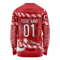 Personalized Turkey Football Bozkurt Mascot Long Sleeve Shirt Turkish Flag Crescent Moon Red And White Comic Art