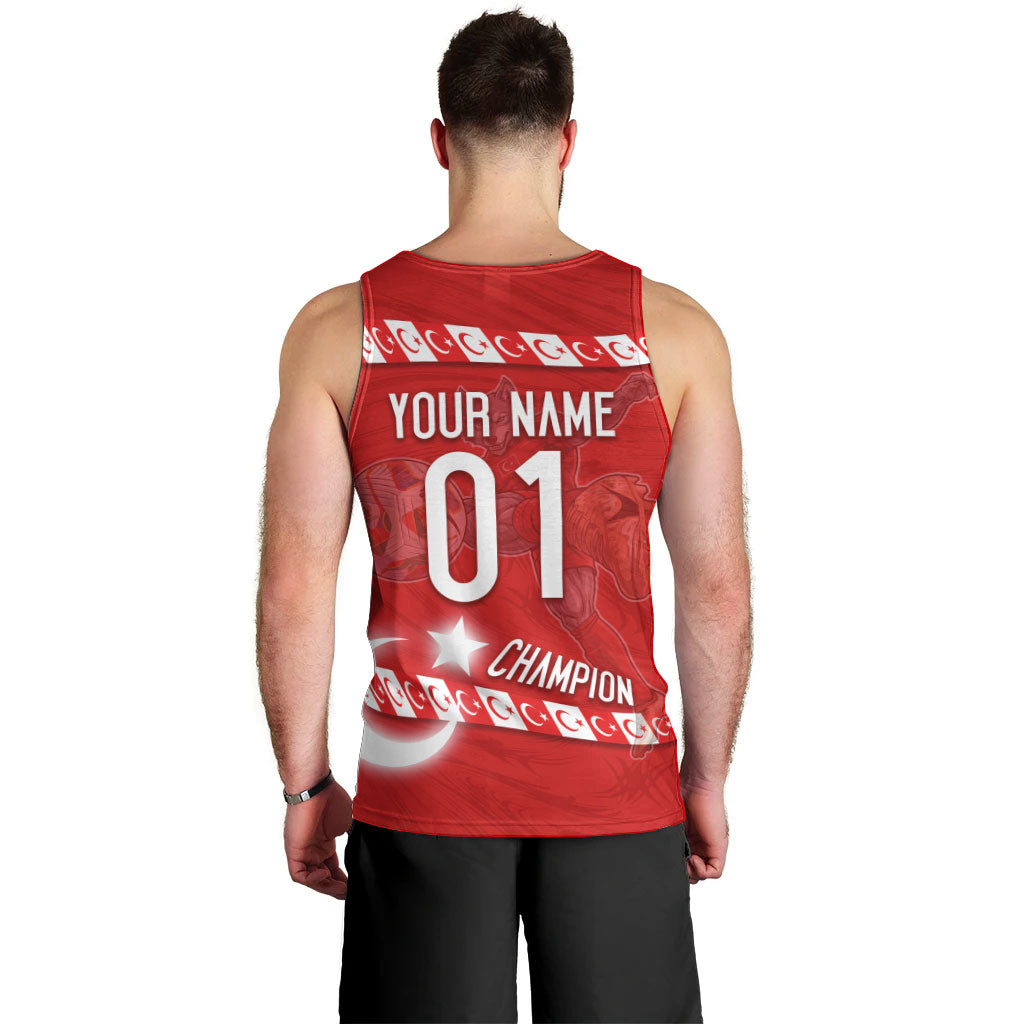 Personalized Turkey Football Bozkurt Mascot Men Tank Top Turkish Flag Crescent Moon Red And White Comic Art
