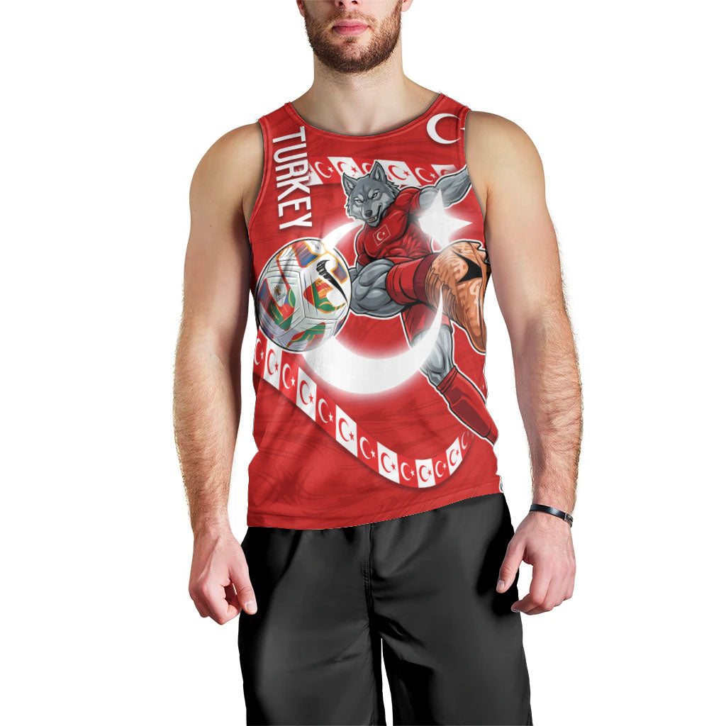 Personalized Turkey Football Bozkurt Mascot Men Tank Top Turkish Flag Crescent Moon Red And White Comic Art