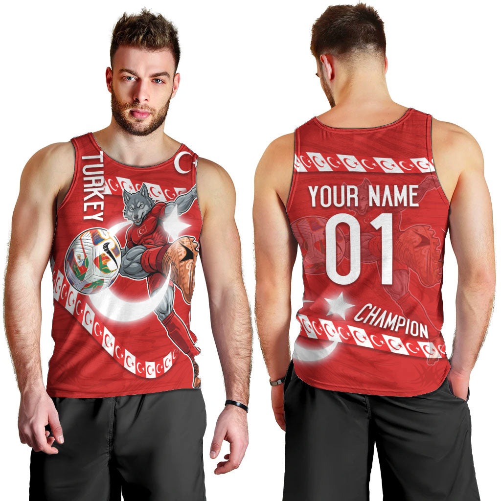 Personalized Turkey Football Bozkurt Mascot Men Tank Top Turkish Flag Crescent Moon Red And White Comic Art
