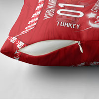 Personalized Turkey Football Bozkurt Mascot Pillow Cover Turkish Flag Crescent Moon Red And White Comic Art