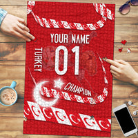 Personalized Turkey Football Bozkurt Mascot Puzzle Turkish Flag Crescent Moon Red And White Comic Art