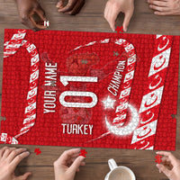 Personalized Turkey Football Bozkurt Mascot Puzzle Turkish Flag Crescent Moon Red And White Comic Art