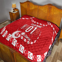 Personalized Turkey Football Bozkurt Mascot Quilt Turkish Flag Crescent Moon Red And White Comic Art