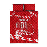 Personalized Turkey Football Bozkurt Mascot Quilt Bed Set Turkish Flag Crescent Moon Red And White Comic Art