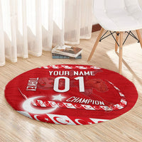 Personalized Turkey Football Bozkurt Mascot Round Carpet Turkish Flag Crescent Moon Red And White Comic Art