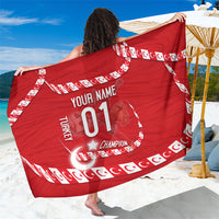 Personalized Turkey Football Bozkurt Mascot Sarong Turkish Flag Crescent Moon Red And White Comic Art