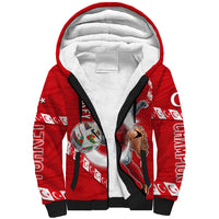 Personalized Turkey Football Bozkurt Mascot Sherpa Hoodie Turkish Flag Crescent Moon Red And White Comic Art