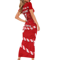 Personalized Turkey Football Bozkurt Mascot Short Sleeve Bodycon Dress Turkish Flag Crescent Moon Red And White Comic Art