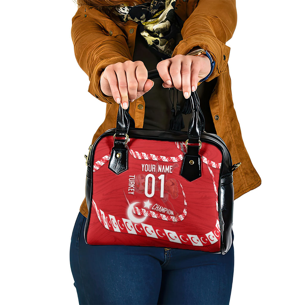 Personalized Turkey Football Bozkurt Mascot Shoulder Handbag Turkish Flag Crescent Moon Red And White Comic Art